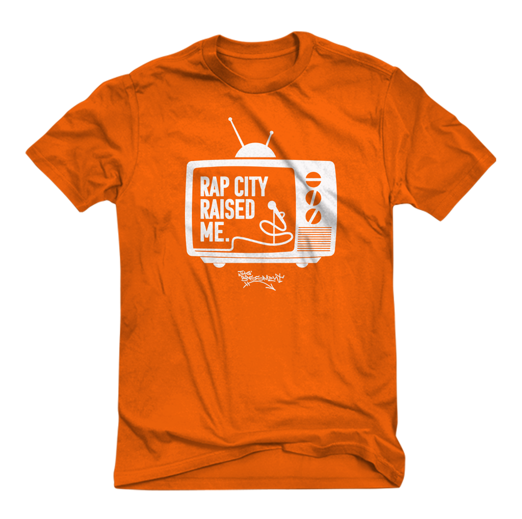 RAPCITYRAISEDME TEE - TV - ORANGE – Big Tigger