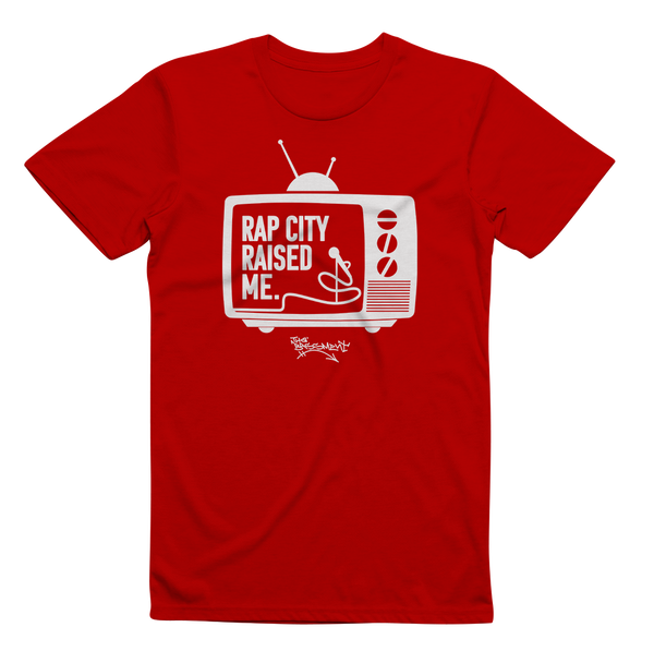 RAPCITYRAISEDME TV TEE - Red/Wht