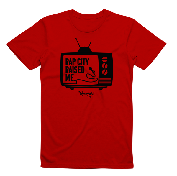 RAPCITYRAISEDME TV TEE - Red/Blk