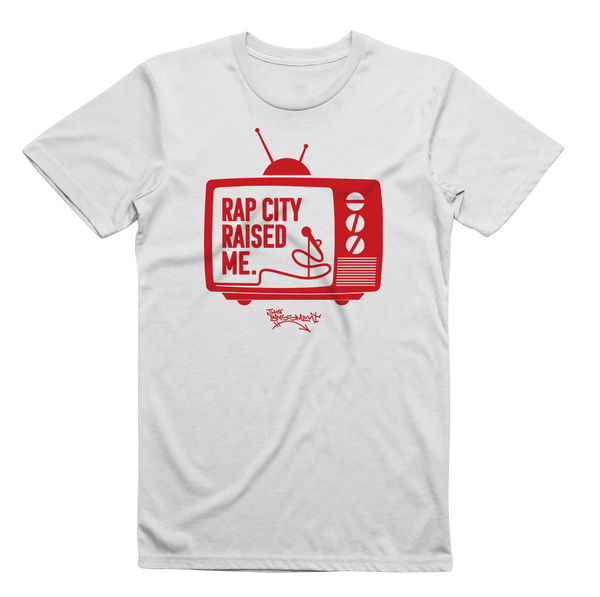 RAPCITYRAISEDME TV TEE - Wht/Red