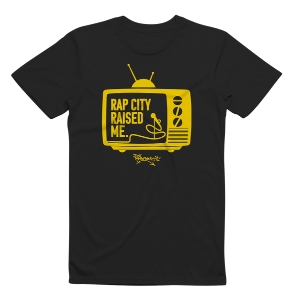 RAPCITYRAISEDME TV TEE - Blk/Gold